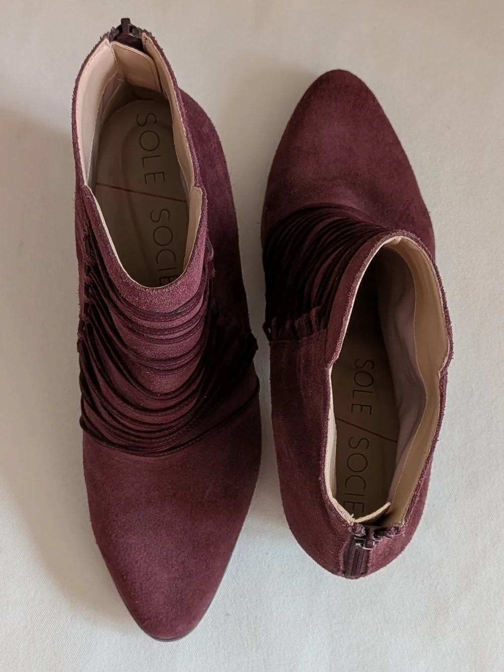 Sole Society Burgundy Cow Suede Lace-Wrap Ankle Boots Size 9